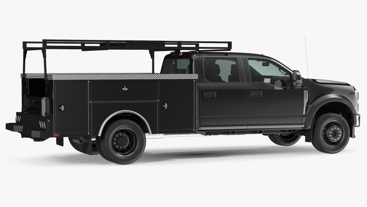 Black Chassis Cab with Service Body Rigged 3D