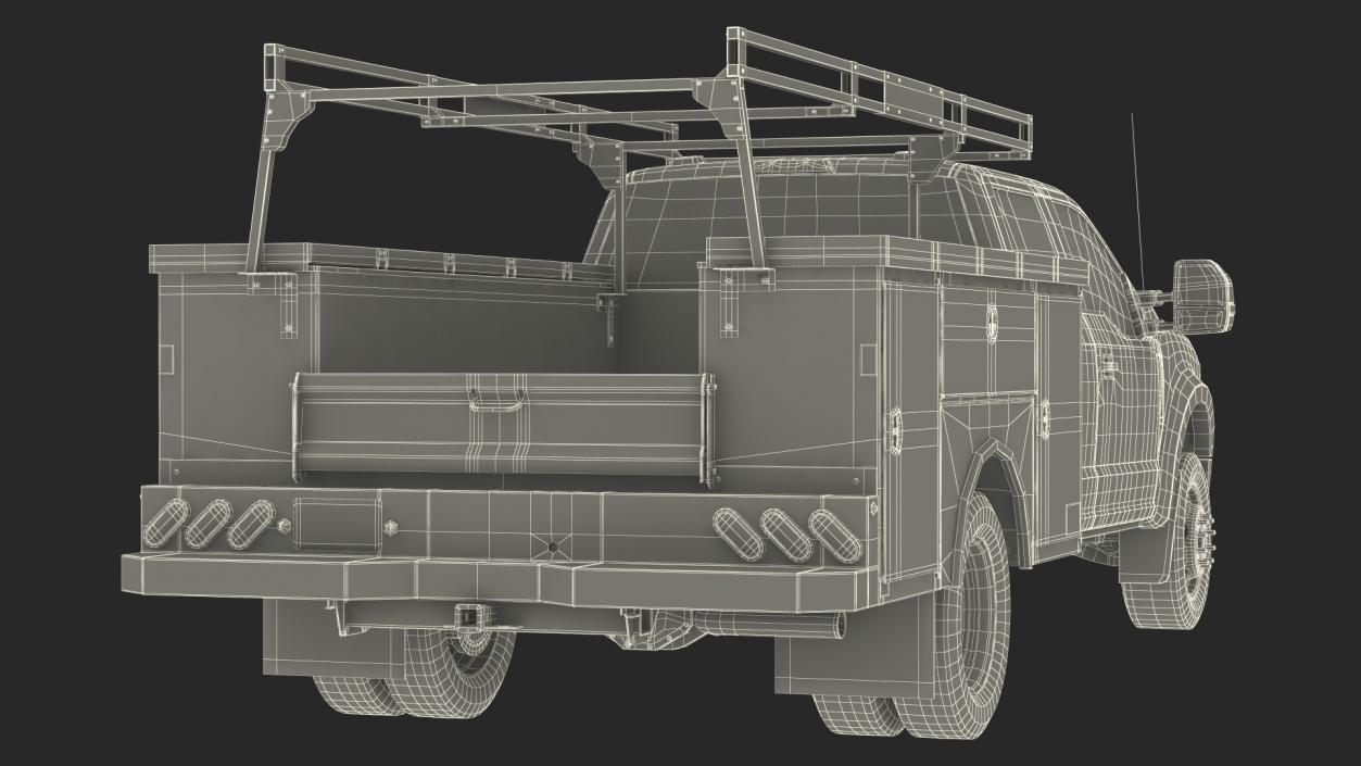 Black Chassis Cab with Service Body Rigged 3D