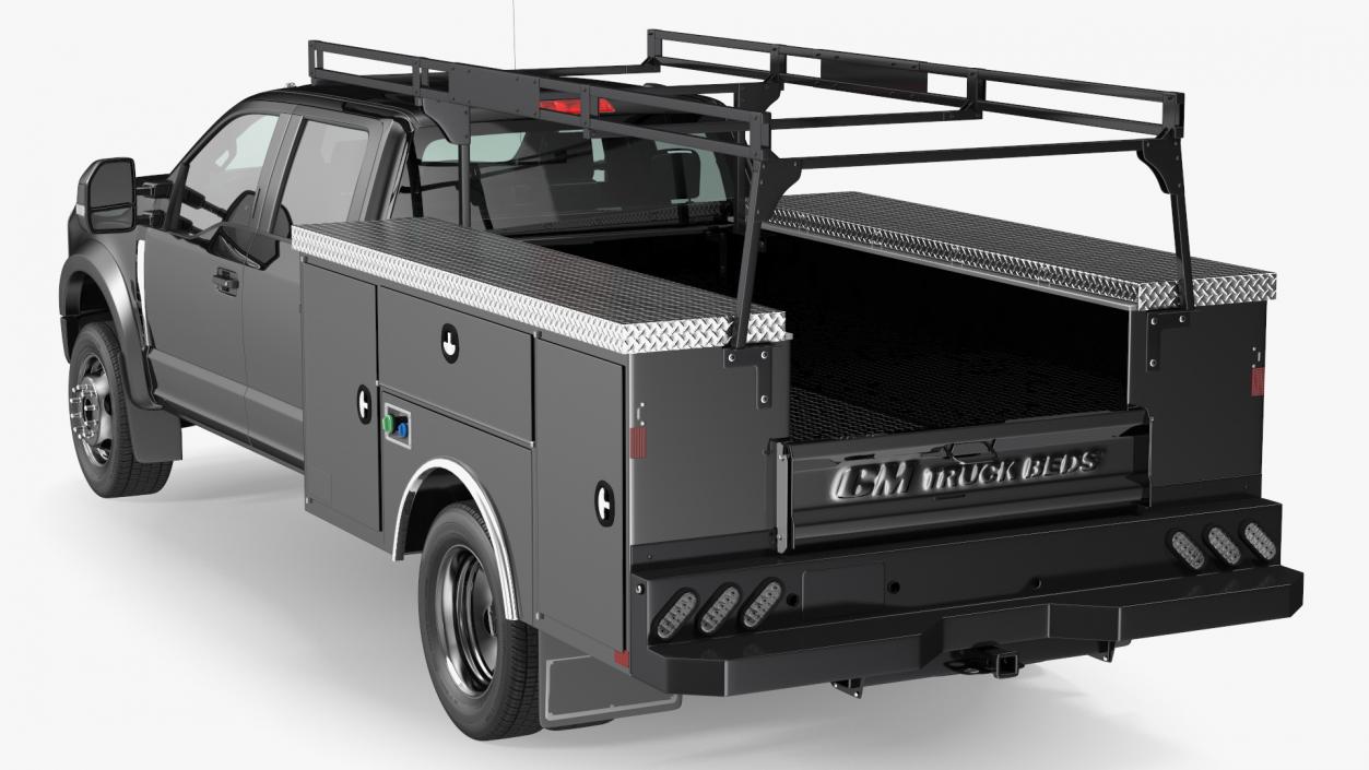 Black Chassis Cab with Service Body Rigged 3D