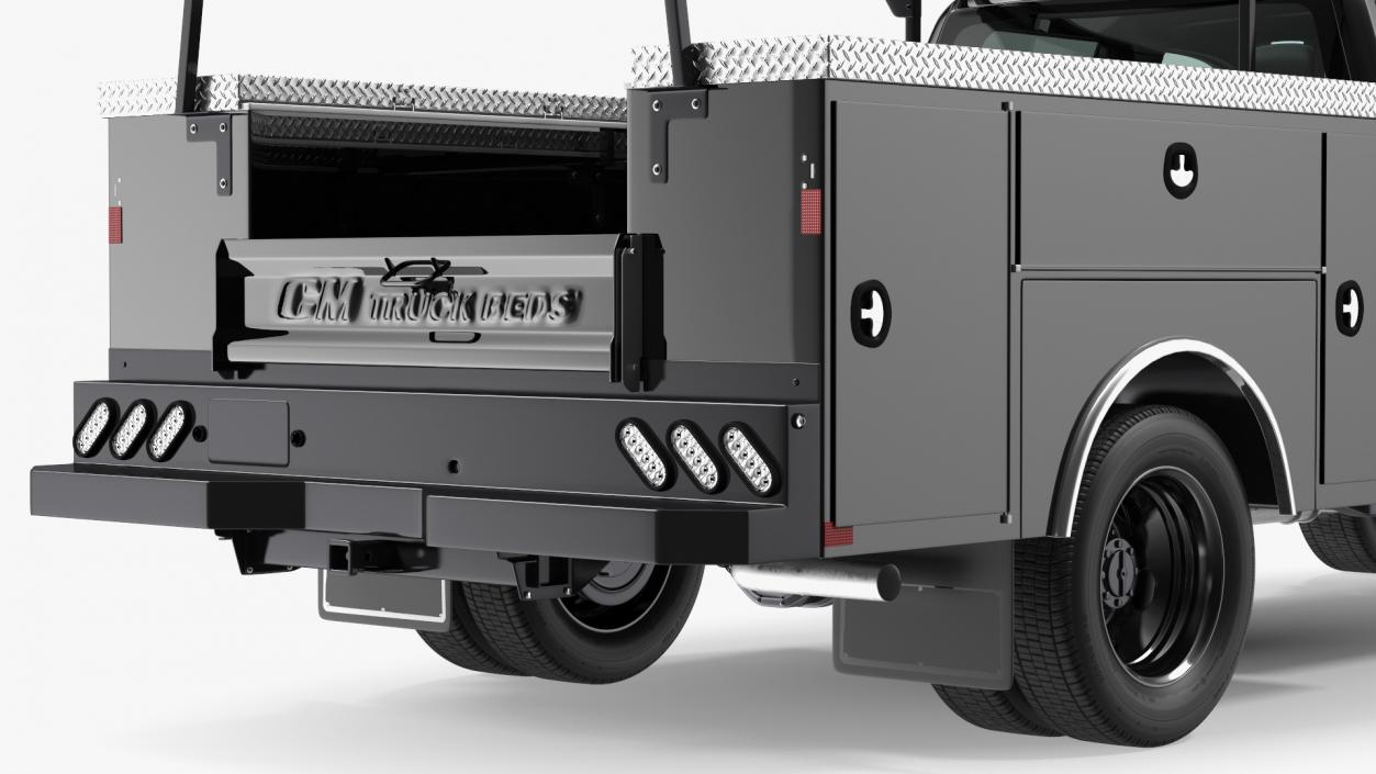 Black Chassis Cab with Service Body Rigged 3D