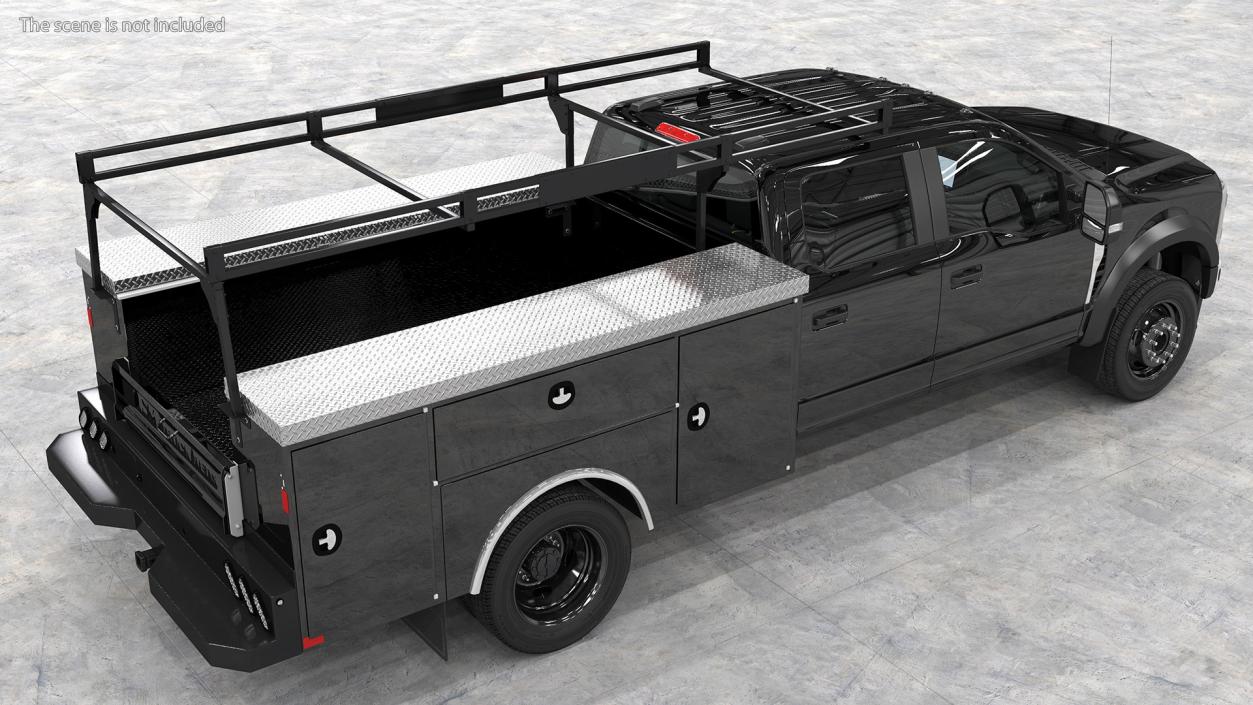 Black Chassis Cab with Service Body Rigged 3D