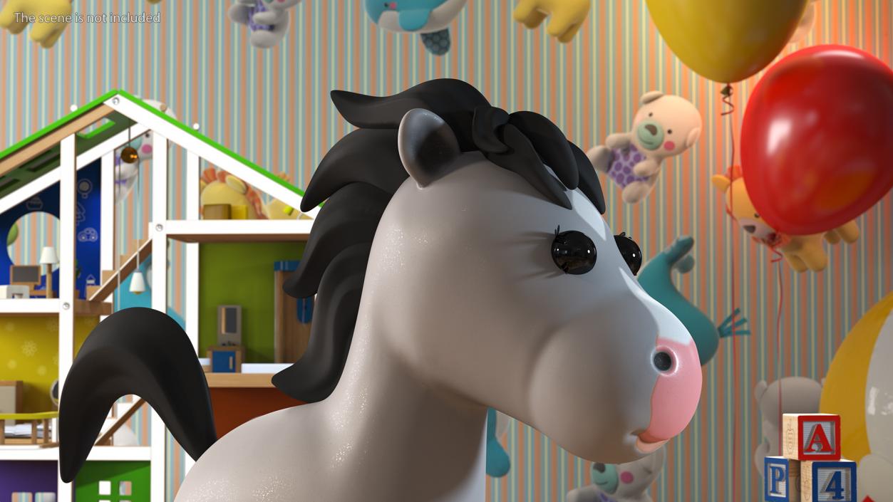 3D Cartoon White Horse Rigged