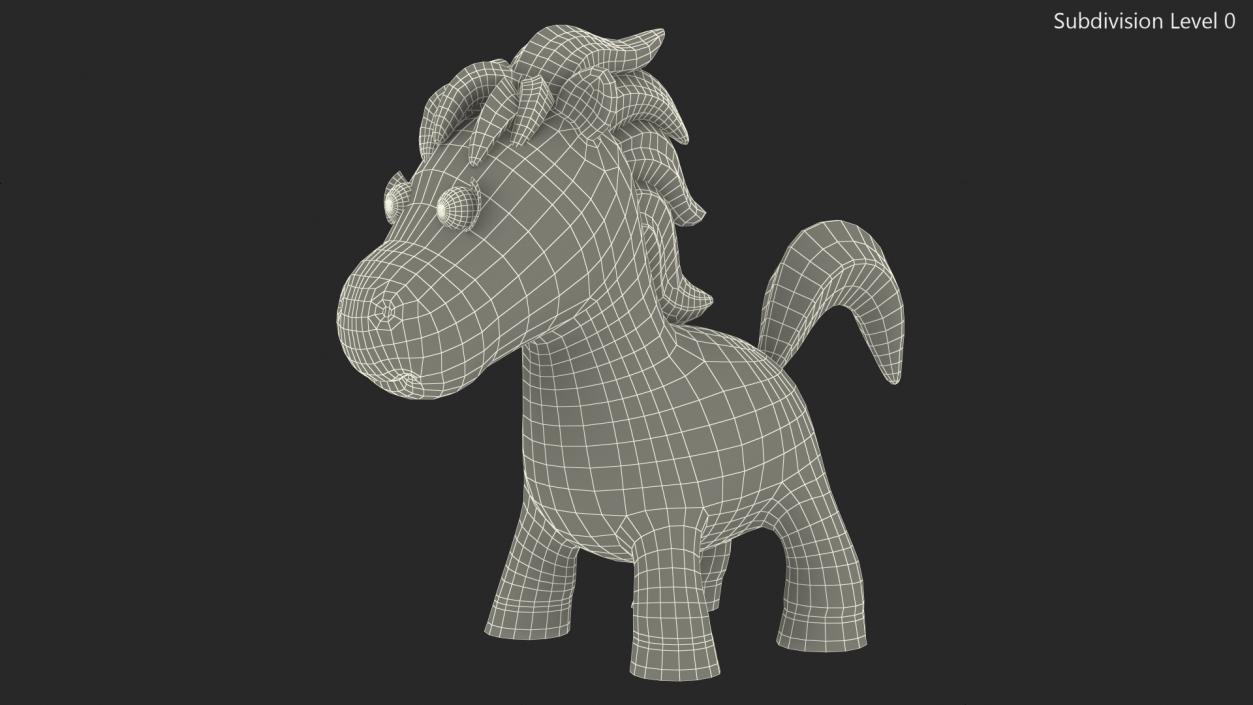 3D Cartoon White Horse Rigged