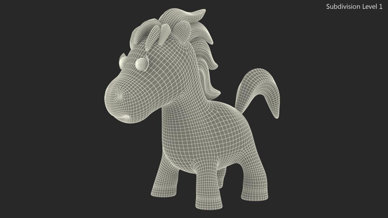 3D Cartoon White Horse Rigged