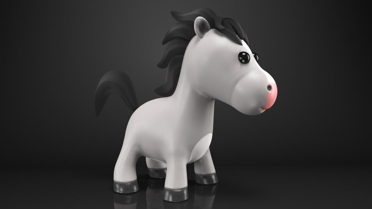 3D Cartoon White Horse Rigged