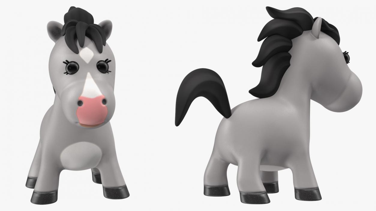 3D Cartoon White Horse Rigged