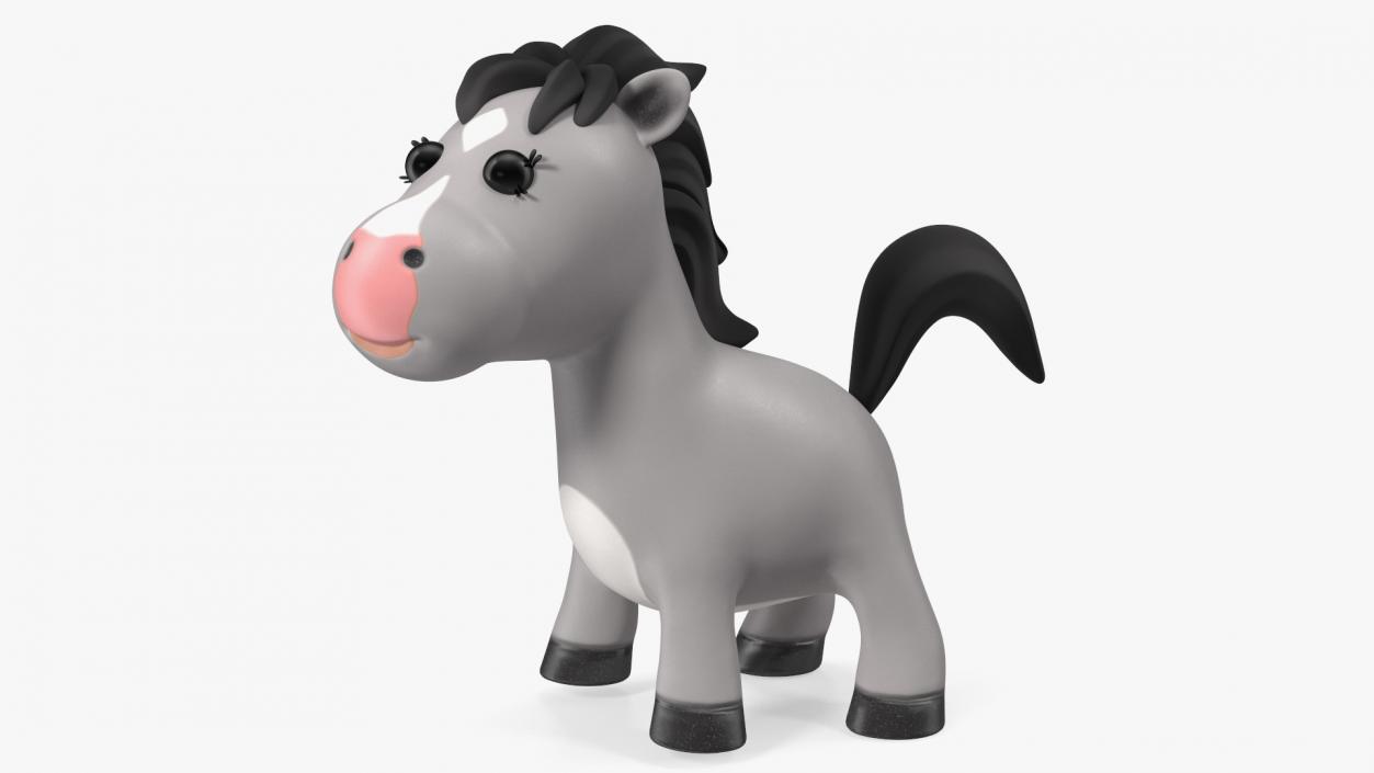 3D Cartoon White Horse Rigged