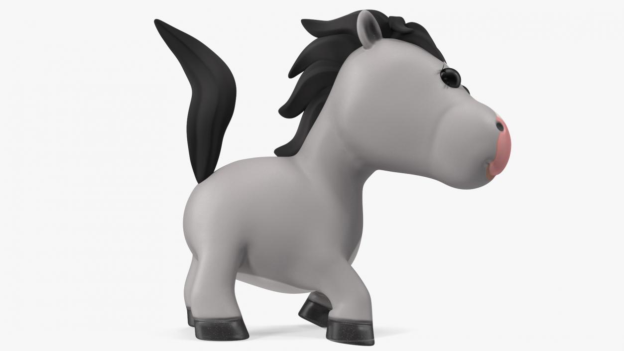 3D Cartoon White Horse Rigged