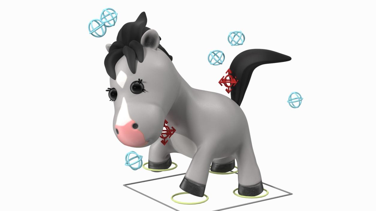 3D Cartoon White Horse Rigged