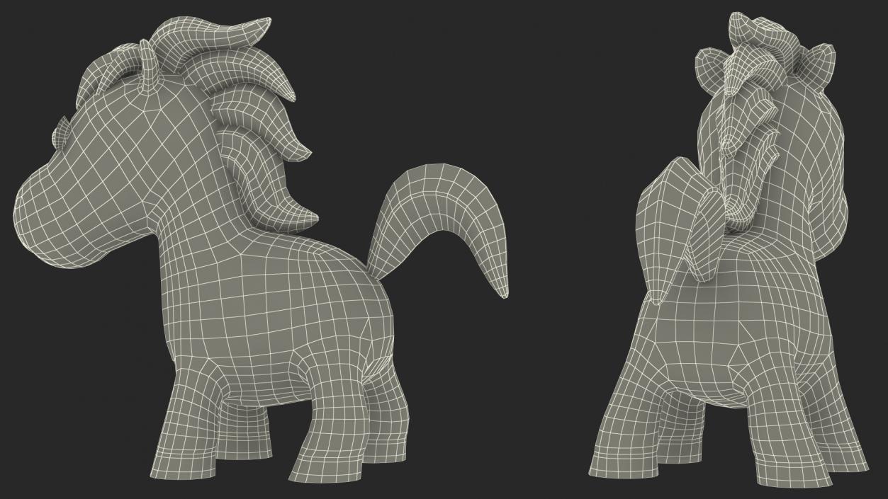 3D Cartoon White Horse Rigged