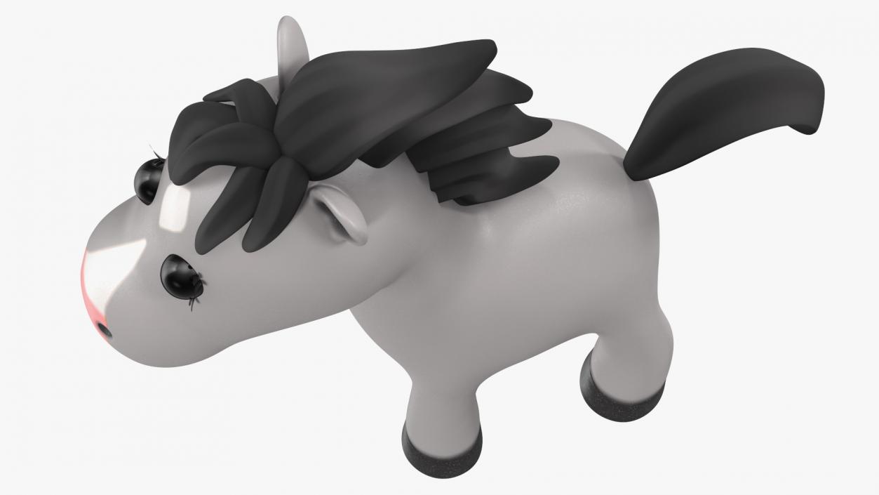 3D Cartoon White Horse Rigged