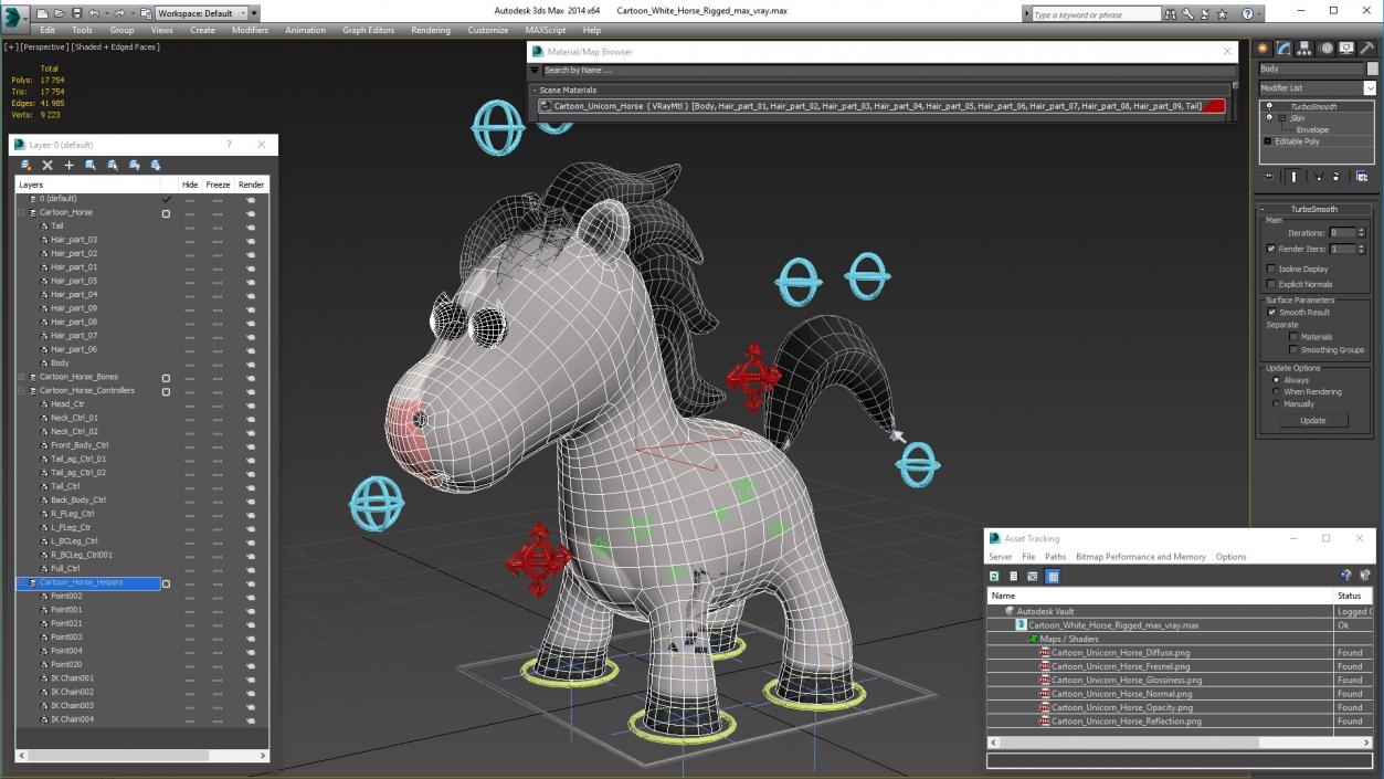 3D Cartoon White Horse Rigged