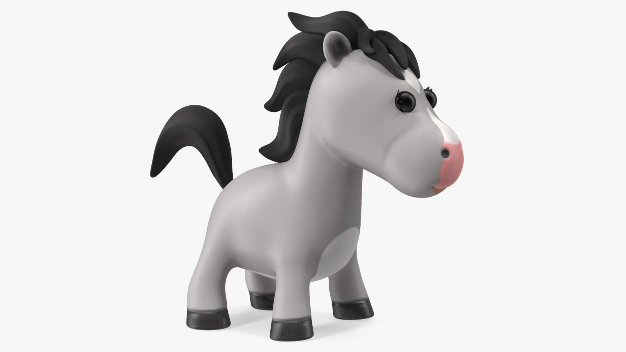 3D Cartoon White Horse Rigged