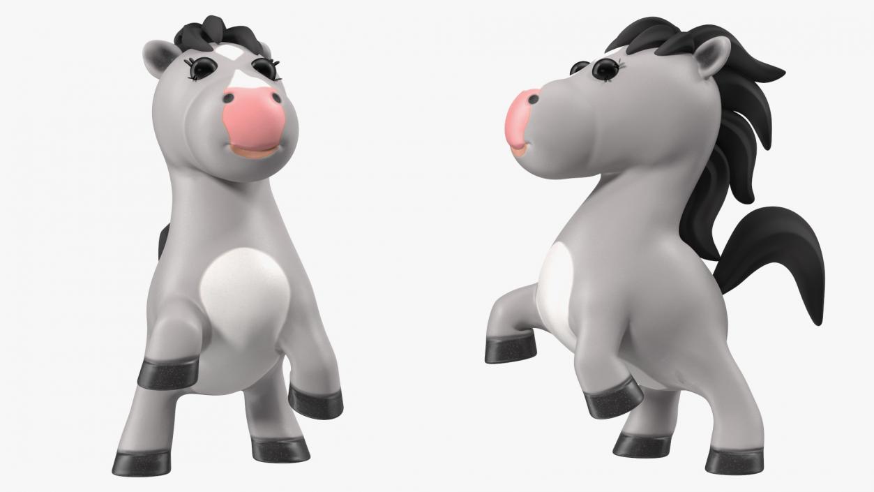 3D Cartoon White Horse Rigged