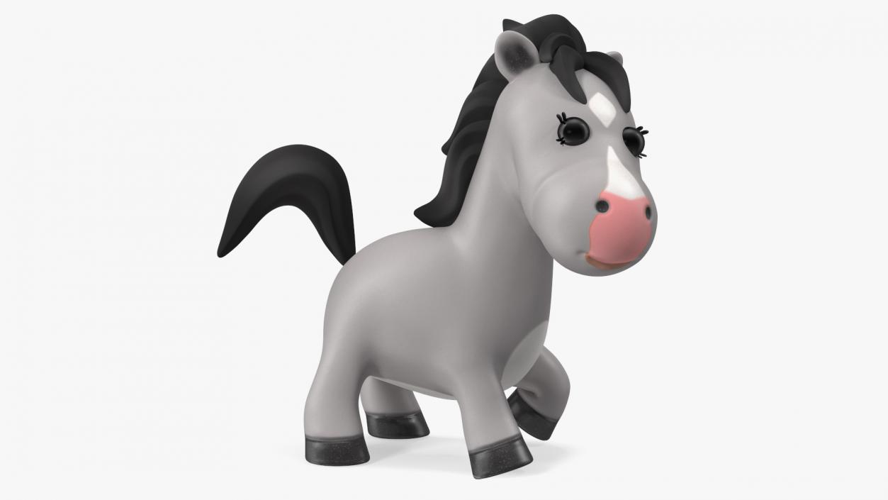 3D Cartoon White Horse Rigged