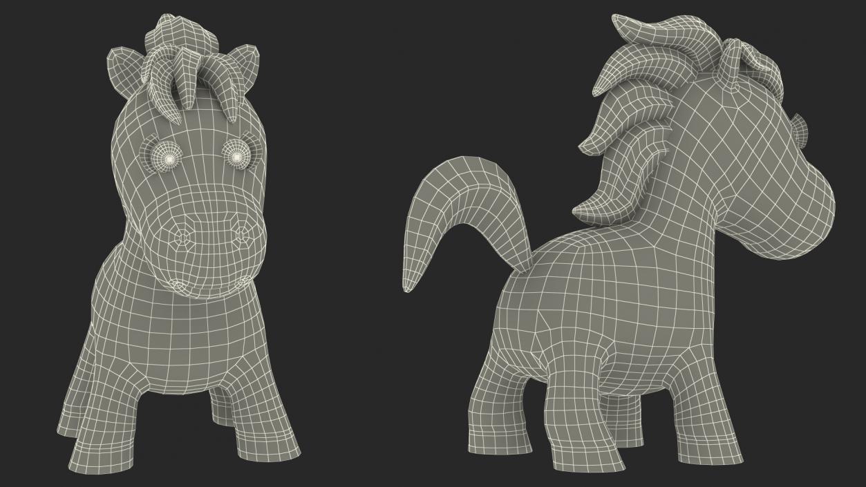 3D Cartoon White Horse Rigged