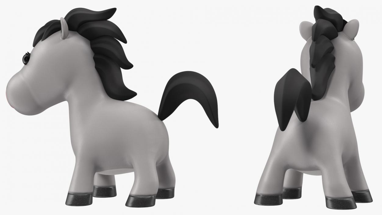 3D Cartoon White Horse Rigged