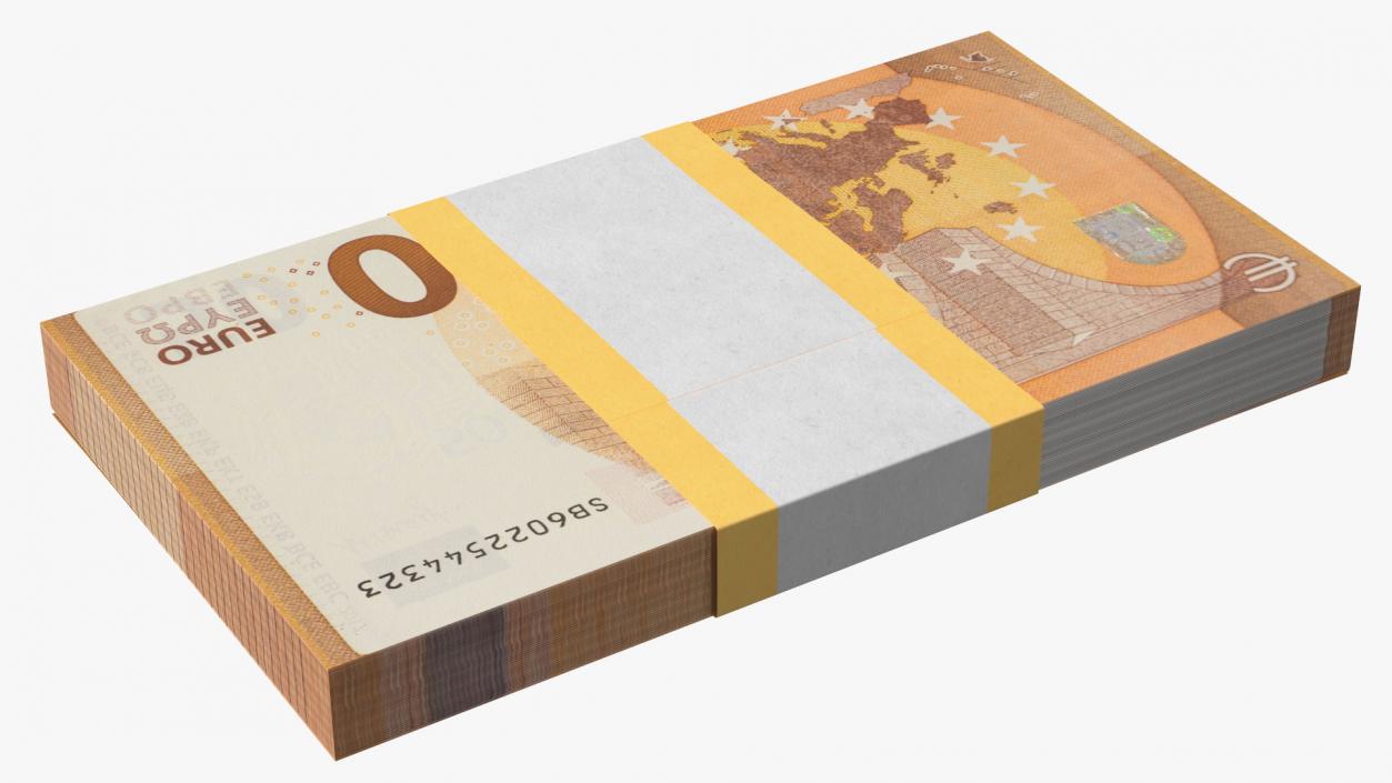 3D Three Packs of 50 Euro Bills model