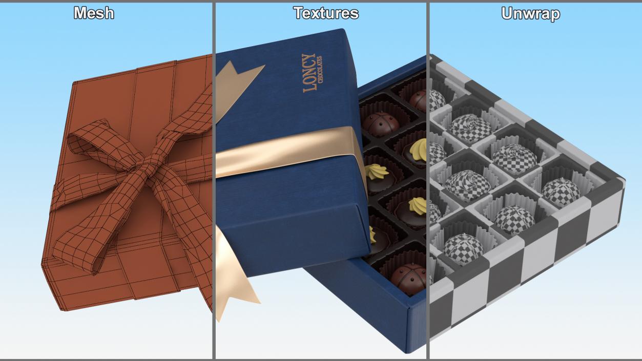 3D Box of Loncy Chocolates Open model