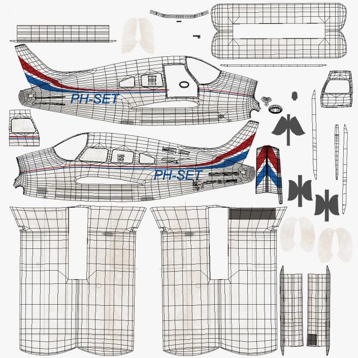 3D Light Aircraft Piper PA-28-161 Cherokee Rigged