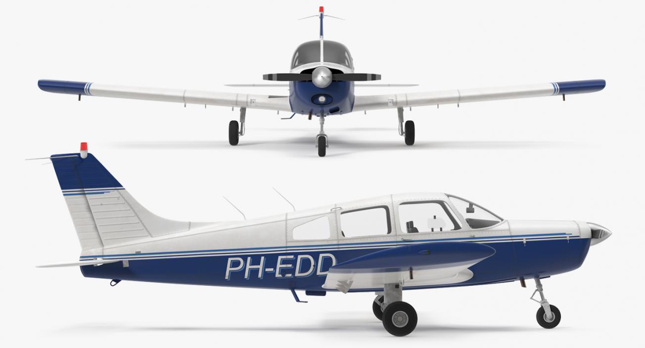 3D Light Aircraft Piper PA-28-161 Cherokee Rigged