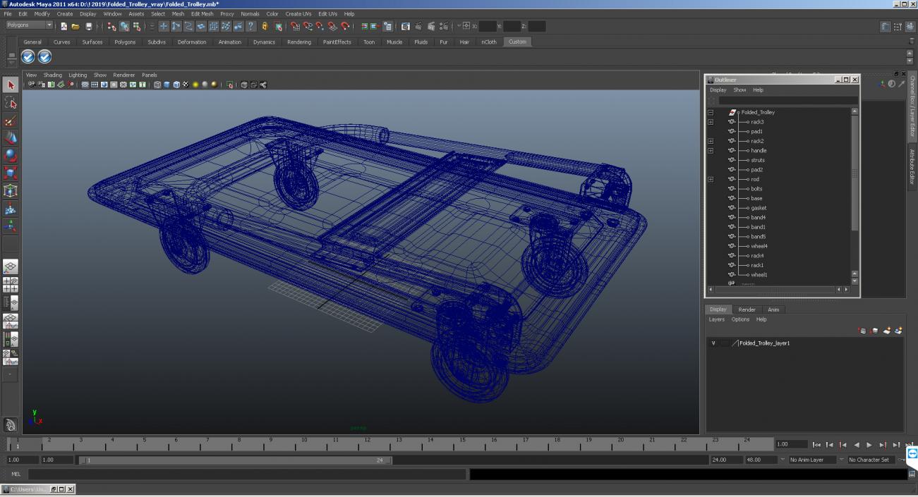 Folded Trolley 3D model