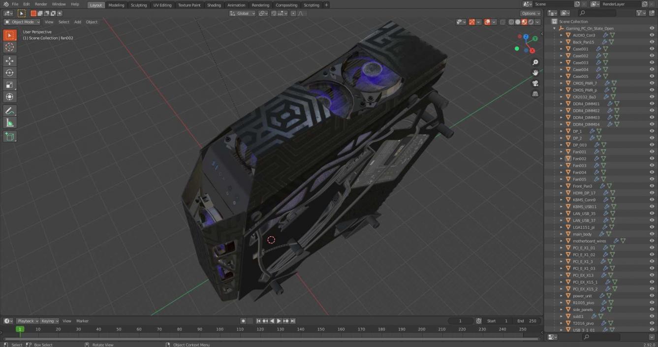 3D model Gaming PC On State Open 2