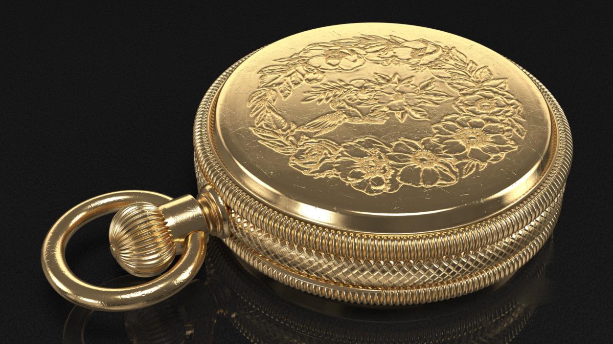 Gold Tiffany Pocket Watch Closed 3D