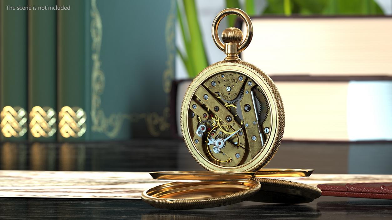 Gold Tiffany Pocket Watch Closed 3D