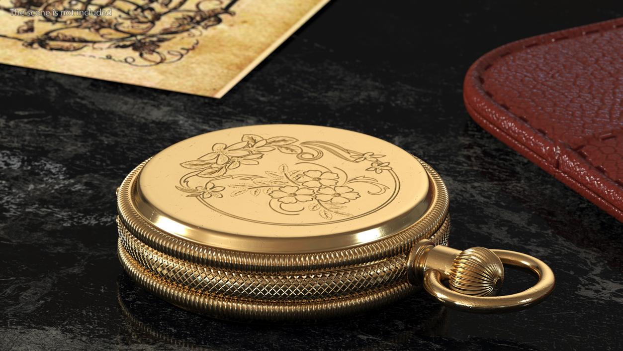 Gold Tiffany Pocket Watch Closed 3D