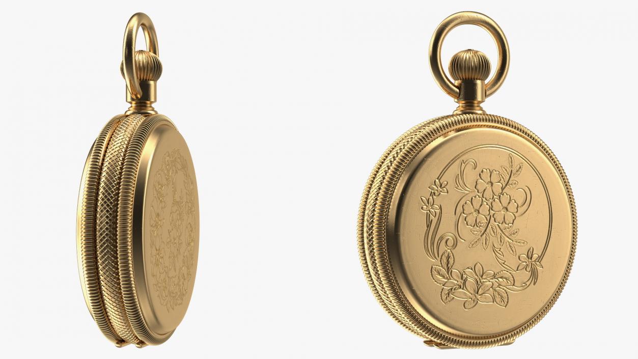 Gold Tiffany Pocket Watch Closed 3D