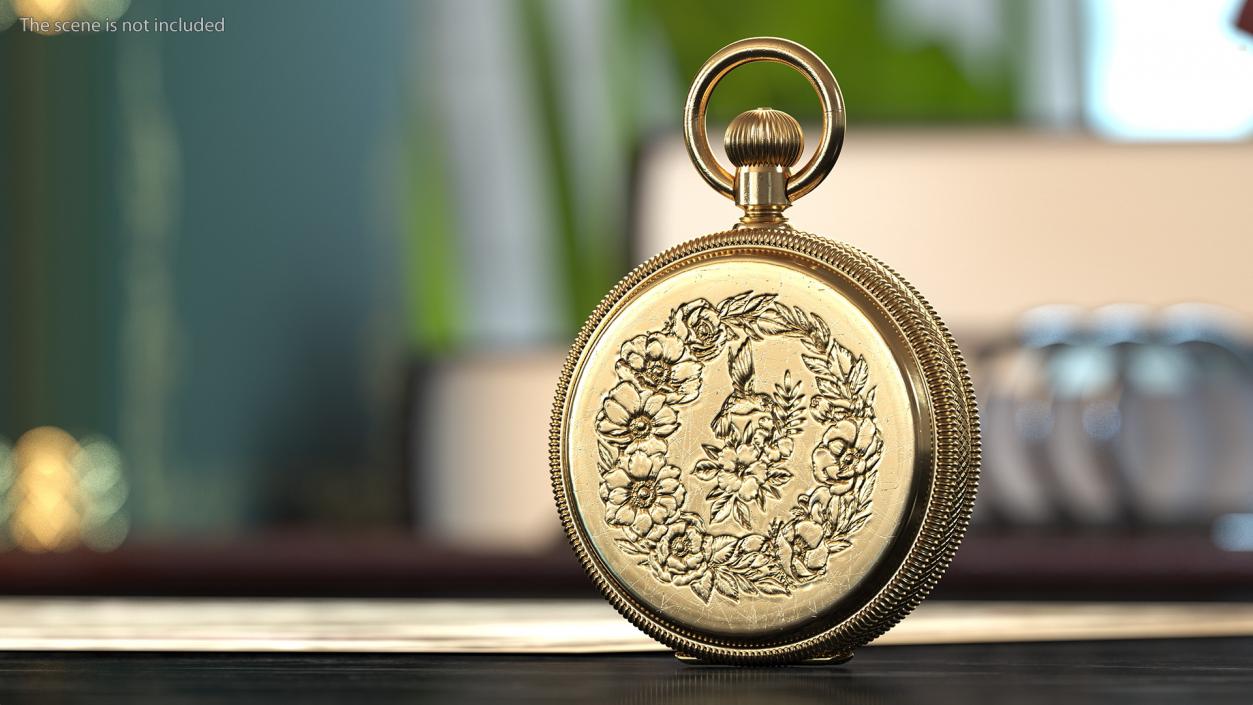 Gold Tiffany Pocket Watch Closed 3D