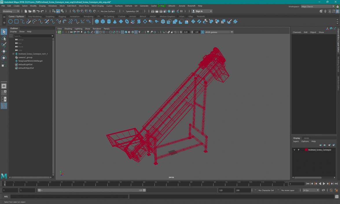 3D Inclined Screw Conveyor model