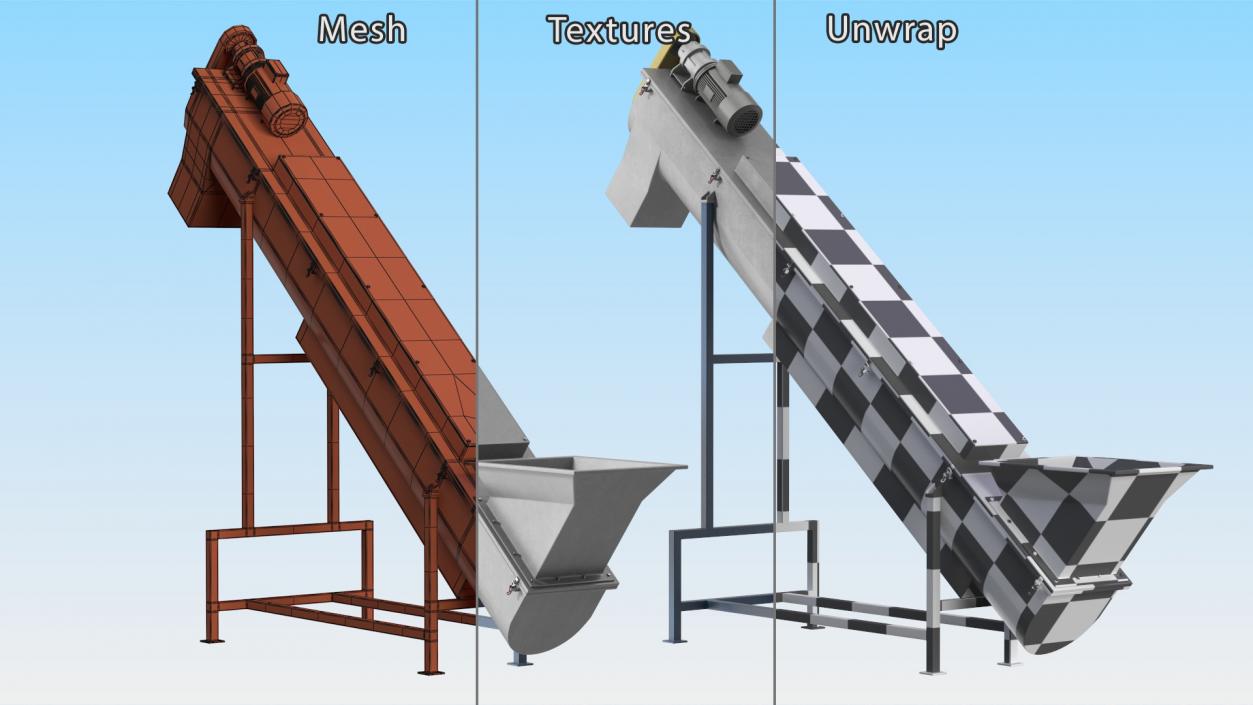 3D Inclined Screw Conveyor model