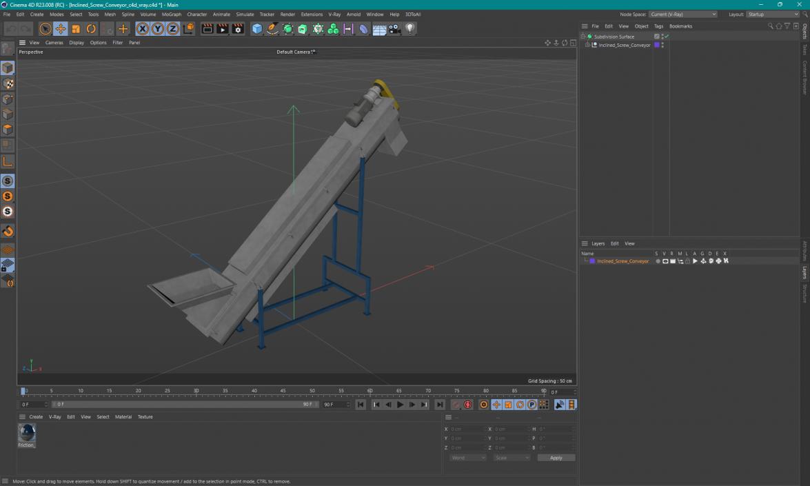 3D Inclined Screw Conveyor model