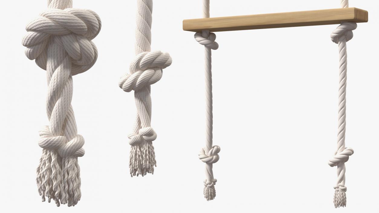 Rope Ladder with Wooden Rungs 3D model