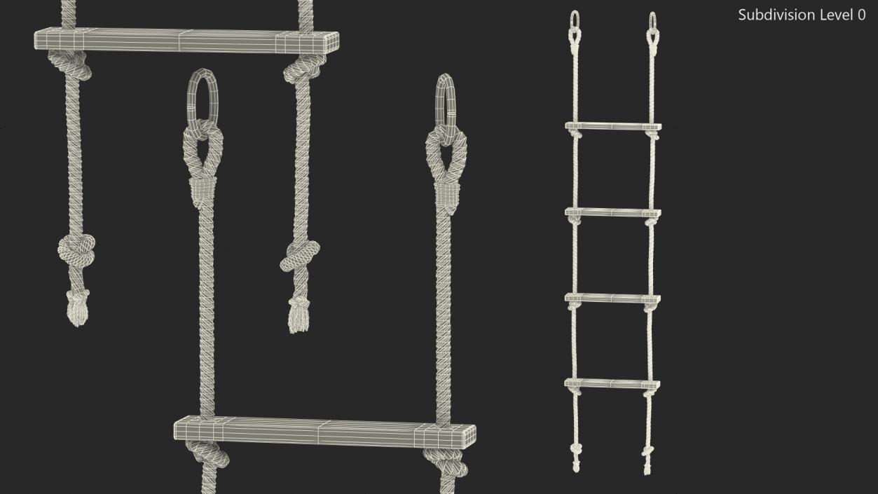 Rope Ladder with Wooden Rungs 3D model