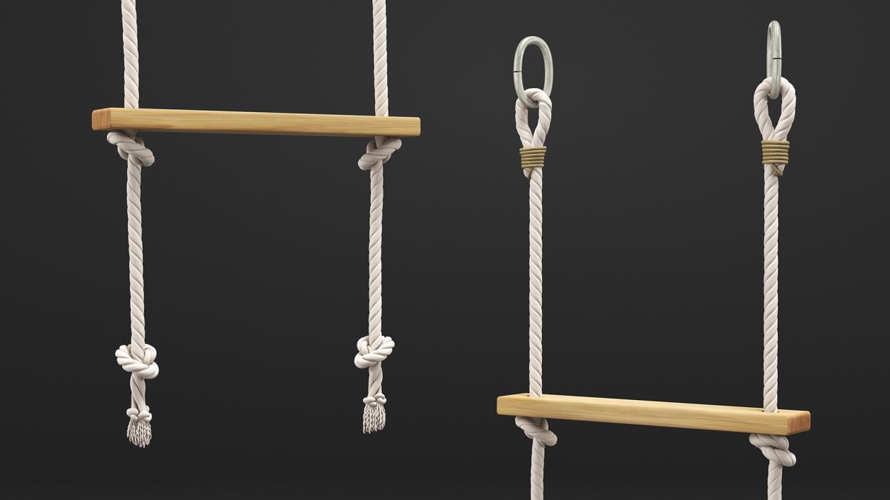 Rope Ladder with Wooden Rungs 3D model