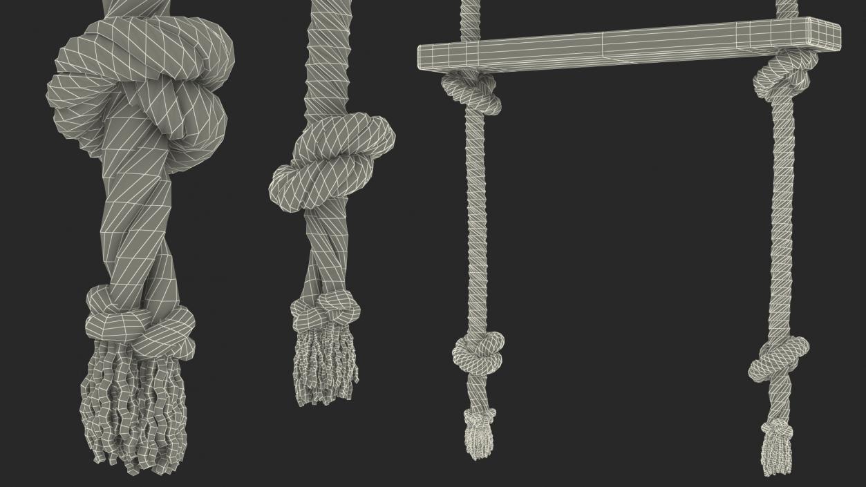 Rope Ladder with Wooden Rungs 3D model