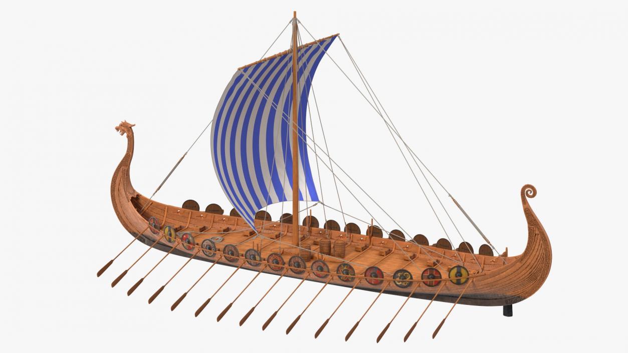 Viking Drakkar Sail Blue 3D model