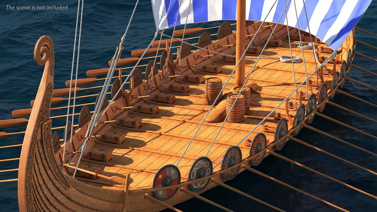 Viking Drakkar Sail Blue 3D model