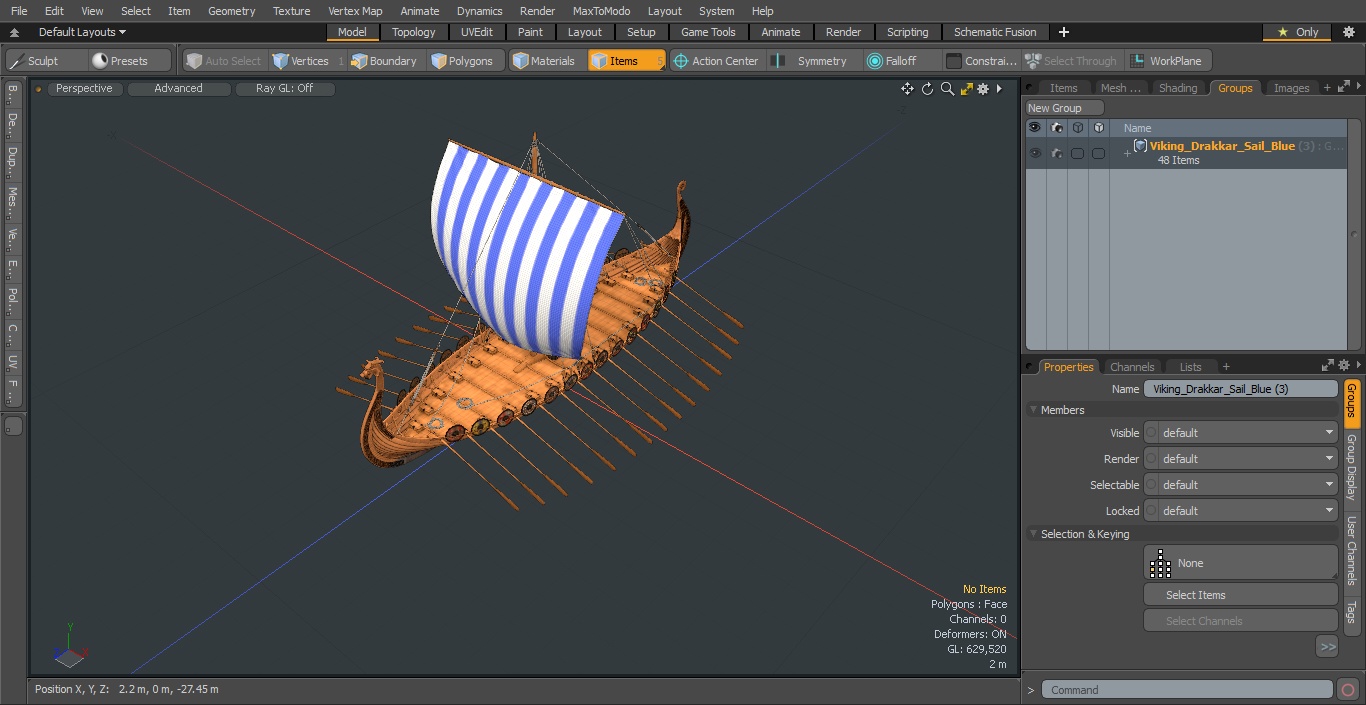 Viking Drakkar Sail Blue 3D model