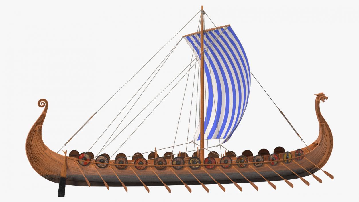 Viking Drakkar Sail Blue 3D model