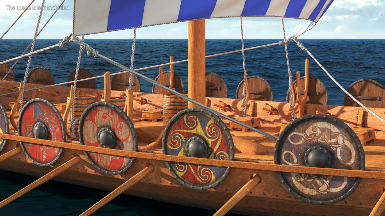 Viking Drakkar Sail Blue 3D model