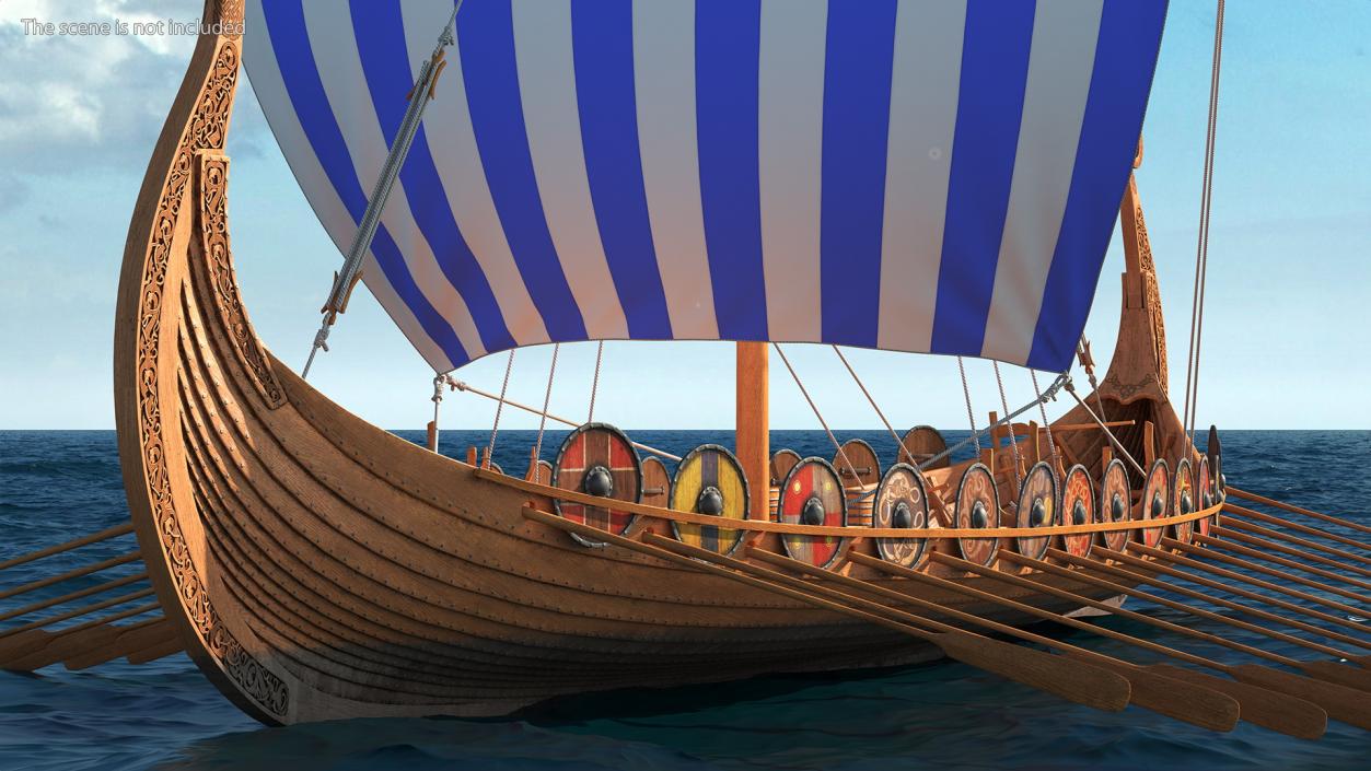 Viking Drakkar Sail Blue 3D model