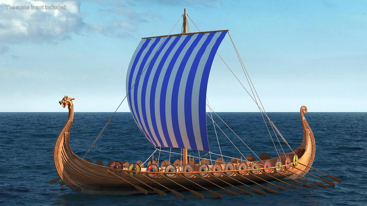 Viking Drakkar Sail Blue 3D model