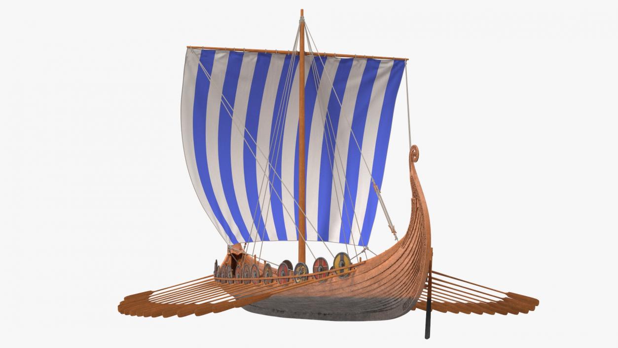 Viking Drakkar Sail Blue 3D model