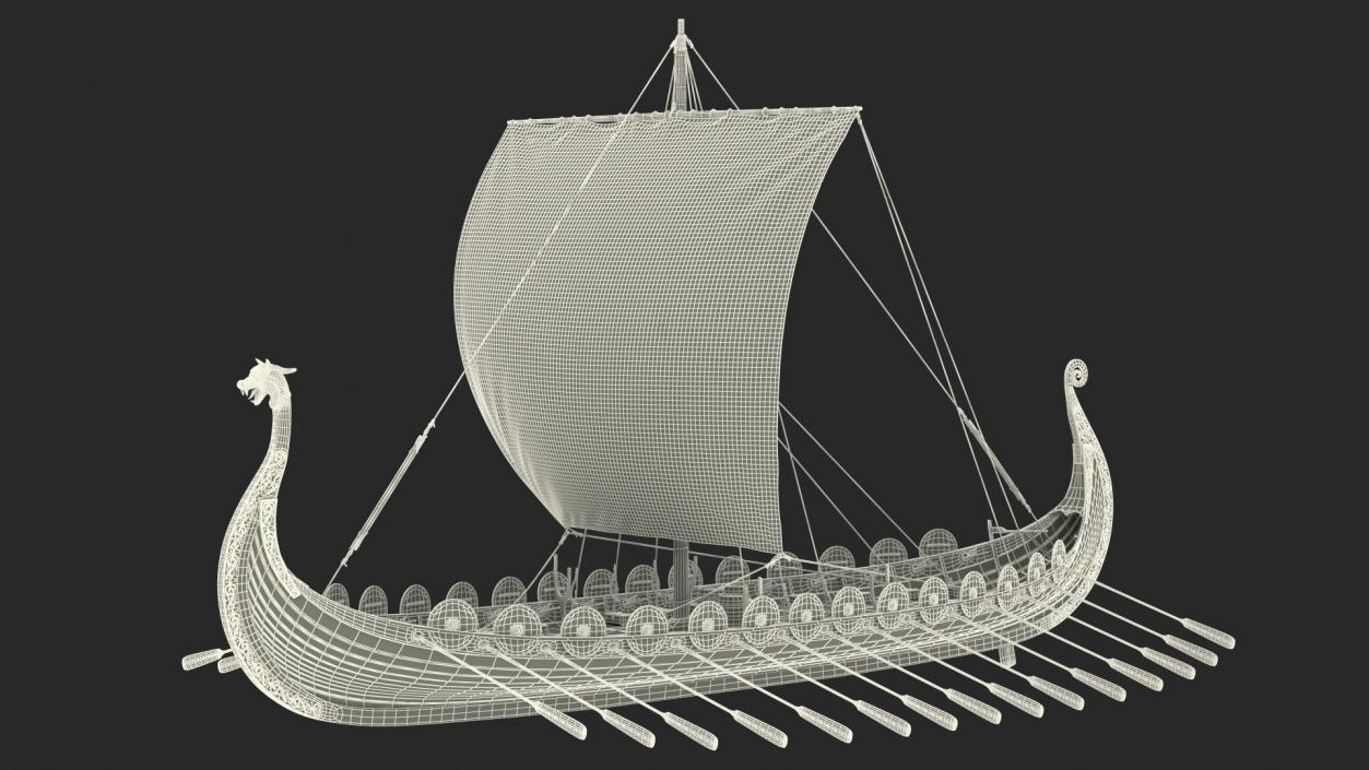 Viking Drakkar Sail Blue 3D model