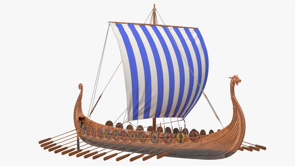 Viking Drakkar Sail Blue 3D model