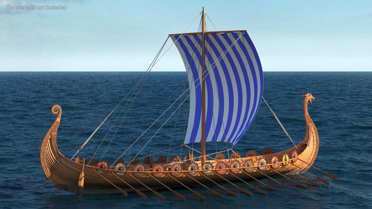 Viking Drakkar Sail Blue 3D model